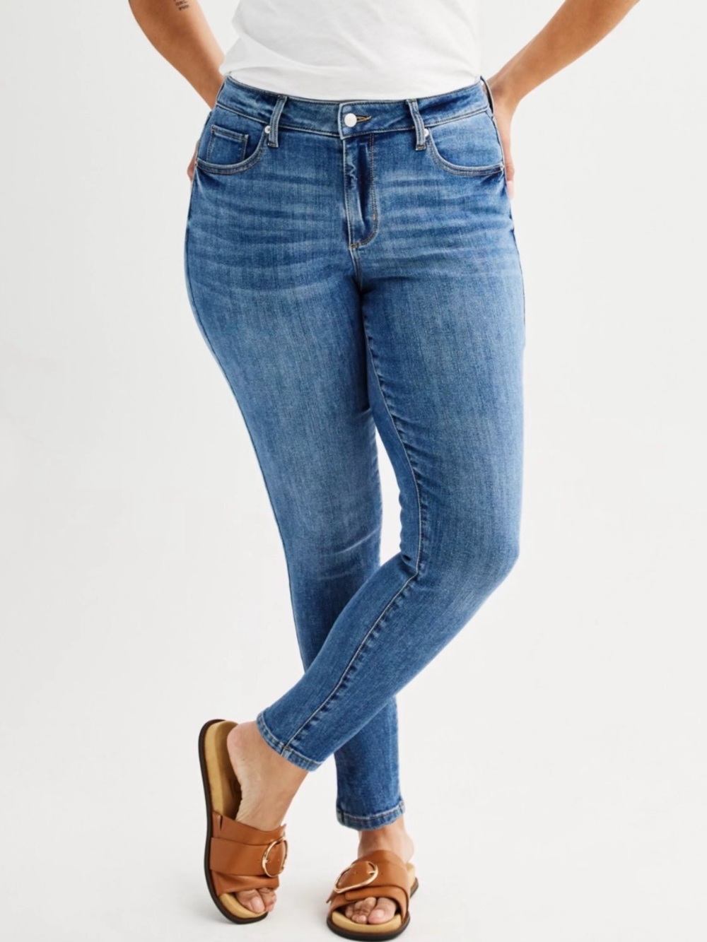 Sonoma Curvy Skinny Blue Jeans Size 12 Mid Rise Stretch Denim
